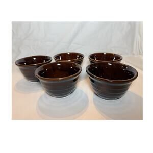 1930s Monmouth Pottery Bowl, Maple Leaf USA Stoneware, 5" Vintage Mixing